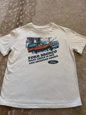 Ford White Kids Tee with Orange & Blue Bronco Graphic